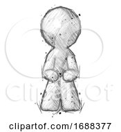 Sketch Design Mascot Man Squatting Facing Front