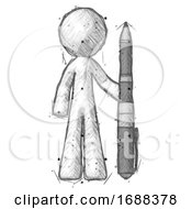 Poster, Art Print Of Sketch Design Mascot Man Holding Large Pen