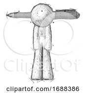 Poster, Art Print Of Sketch Design Mascot Man Head Impaled With Pen