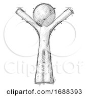 Poster, Art Print Of Sketch Design Mascot Man With Arms Out Joyfully