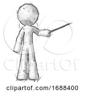 Sketch Design Mascot Man Teacher Or Conductor With Stick Or Baton Directing
