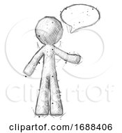 Poster, Art Print Of Sketch Design Mascot Man With Word Bubble Talking Chat Icon