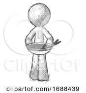 Sketch Design Mascot Man Serving Or Presenting Noodles