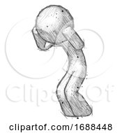 Poster, Art Print Of Sketch Design Mascot Man With Headache Or Covering Ears Turned To His Left
