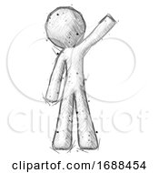 Sketch Design Mascot Man Waving Emphatically With Left Arm