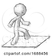Sketch Design Mascot Man On Postage Envelope Surfing