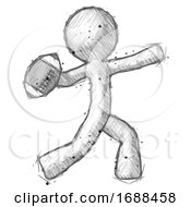 Poster, Art Print Of Sketch Design Mascot Man Throwing Football