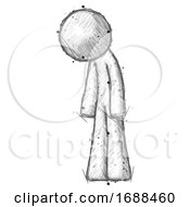 Poster, Art Print Of Sketch Design Mascot Man Depressed With Head Down Turned Left