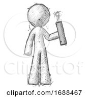 Sketch Design Mascot Man Holding Dynamite With Fuse Lit