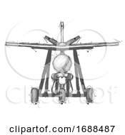 Sketch Design Mascot Man In Ultralight Aircraft Front View
