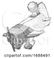 Sketch Design Mascot Man In Geebee Stunt Plane Descending View