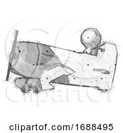 Sketch Design Mascot Man In Geebee Stunt Aircraft Side View
