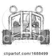 Sketch Design Mascot Man Riding Sports Buggy Front View