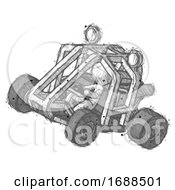 Poster, Art Print Of Sketch Design Mascot Man Riding Sports Buggy Side Top Angle View