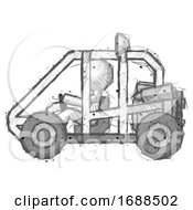 Sketch Design Mascot Man Riding Sports Buggy Side View