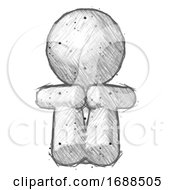 Poster, Art Print Of Sketch Design Mascot Man Sitting With Head Down Facing Forward