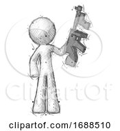 Poster, Art Print Of Sketch Design Mascot Man Holding Tommygun