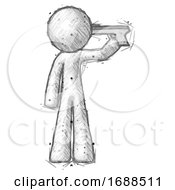 Poster, Art Print Of Sketch Design Mascot Man Suicide Gun Pose