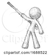 Sketch Design Mascot Man Bo Staff Pointing Up Pose