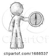 Sketch Design Mascot Man Holding A Large Compass