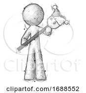 Sketch Design Mascot Man Holding Jester Diagonally