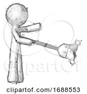 Poster, Art Print Of Sketch Design Mascot Man Holding Jesterstaff - I Dub Thee Foolish Concept