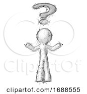 Sketch Design Mascot Man With Question Mark Above Head Confused