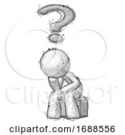 Poster, Art Print Of Sketch Design Mascot Man Thinker Question Mark Concept