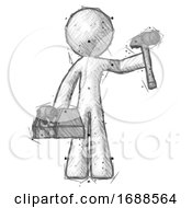 Poster, Art Print Of Sketch Design Mascot Man Holding Tools And Toolchest Ready To Work