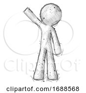 Poster, Art Print Of Sketch Design Mascot Man Waving Emphatically With Right Arm