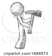 Poster, Art Print Of Sketch Design Mascot Man Hammering Something On The Right