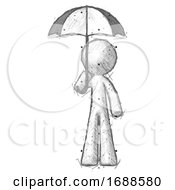 Poster, Art Print Of Sketch Design Mascot Man Holding Umbrella