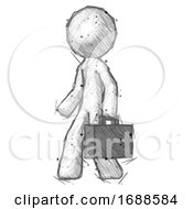 Poster, Art Print Of Sketch Design Mascot Man Walking With Briefcase To The Left