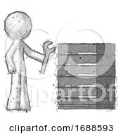Poster, Art Print Of Sketch Design Mascot Man Server Administrator Doing Repairs