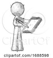 Poster, Art Print Of Sketch Design Mascot Man Using Clipboard And Pencil