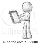 Poster, Art Print Of Sketch Design Mascot Man Reviewing Stuff On Clipboard