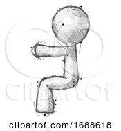 Sketch Design Mascot Man Sitting Or Driving Position
