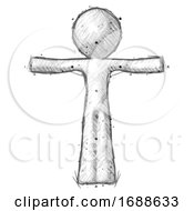 Poster, Art Print Of Sketch Design Mascot Man T-Pose Arms Up Standing