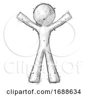 Poster, Art Print Of Sketch Design Mascot Man Surprise Pose Arms And Legs Out