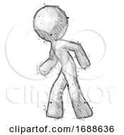 Poster, Art Print Of Sketch Design Mascot Man Suspense Action Pose Facing Left