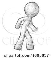 Poster, Art Print Of Sketch Design Mascot Man Suspense Action Pose Facing Right