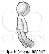 Poster, Art Print Of Sketch Design Mascot Man Floating Through Air Left