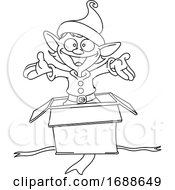Poster, Art Print Of Christmas Elf Popping Out Of A Gift Box
