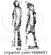 Black And White Expressionistic Styled Couple Or Pedestrians