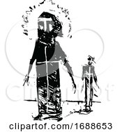 Poster, Art Print Of Black And White Expressionistic Styled Saint Augustine And Disciple