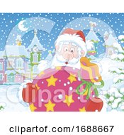 Poster, Art Print Of Santa Carrying A Sack In A Village