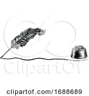 Quill Pen Feather And Inkwell Concept by AtStockIllustration