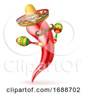 Cartoon Spicy Red Pepper Mexican Mascot by AtStockIllustration