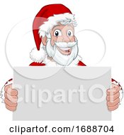 Poster, Art Print Of Young Santa Claus Holding Sign Christmas Cartoon