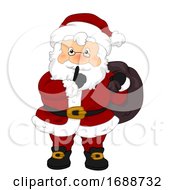 Poster, Art Print Of Santa Claus Bag Secret Quiet Finger Illustration